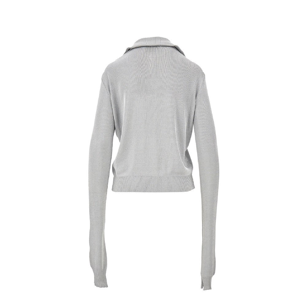 Metallized viscose polo shirt