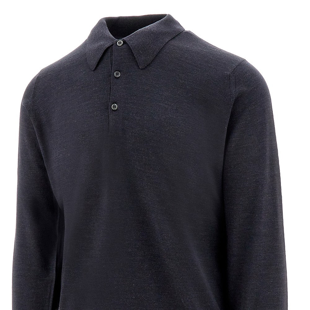 Wool knitted polo shirt