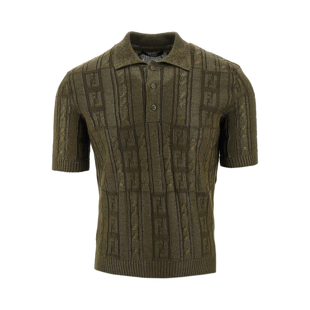 Semi-glossy knitted polo shirt