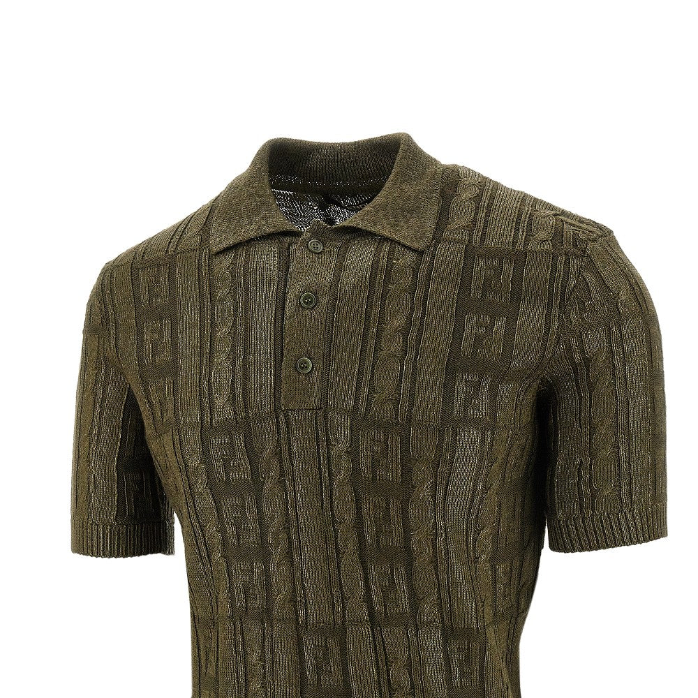 Semi-glossy knitted polo shirt