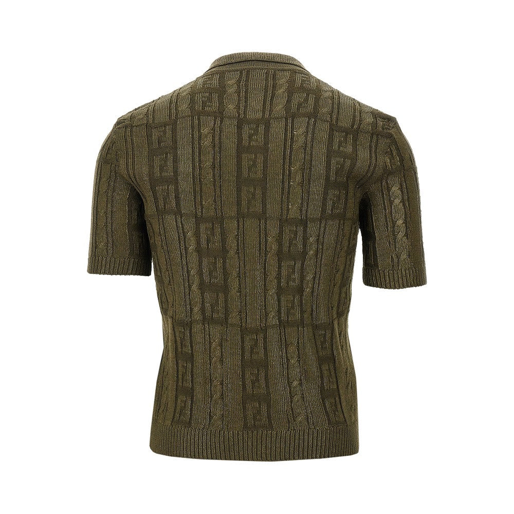 Semi-glossy knitted polo shirt