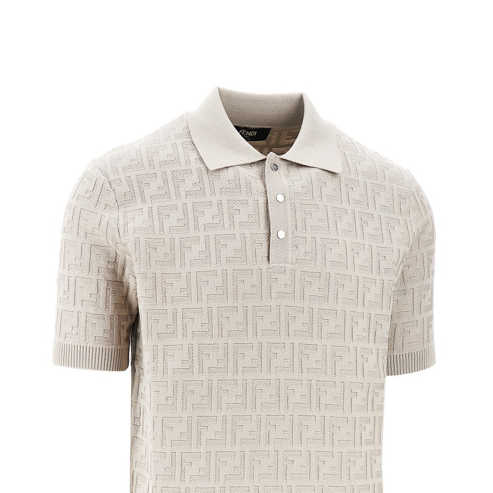 FF jacquard knitted polo shirt