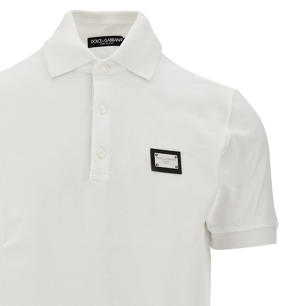 Polo in piquet di cotone con placchetta logo