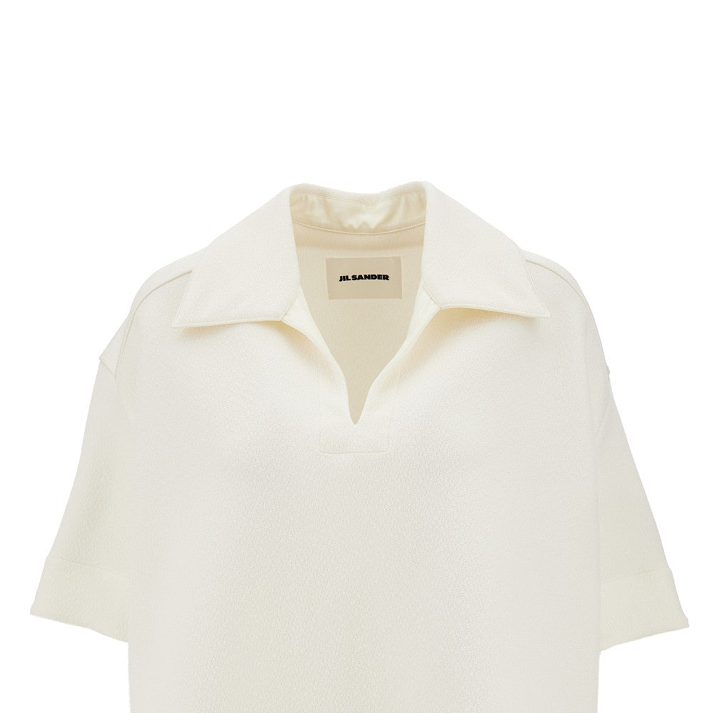 Textured viscose blend polo shirt