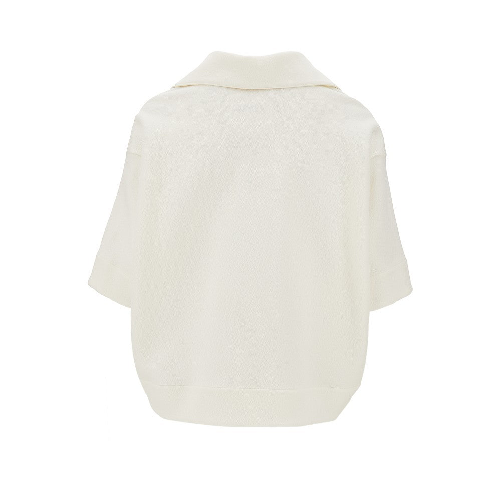 Textured viscose blend polo shirt
