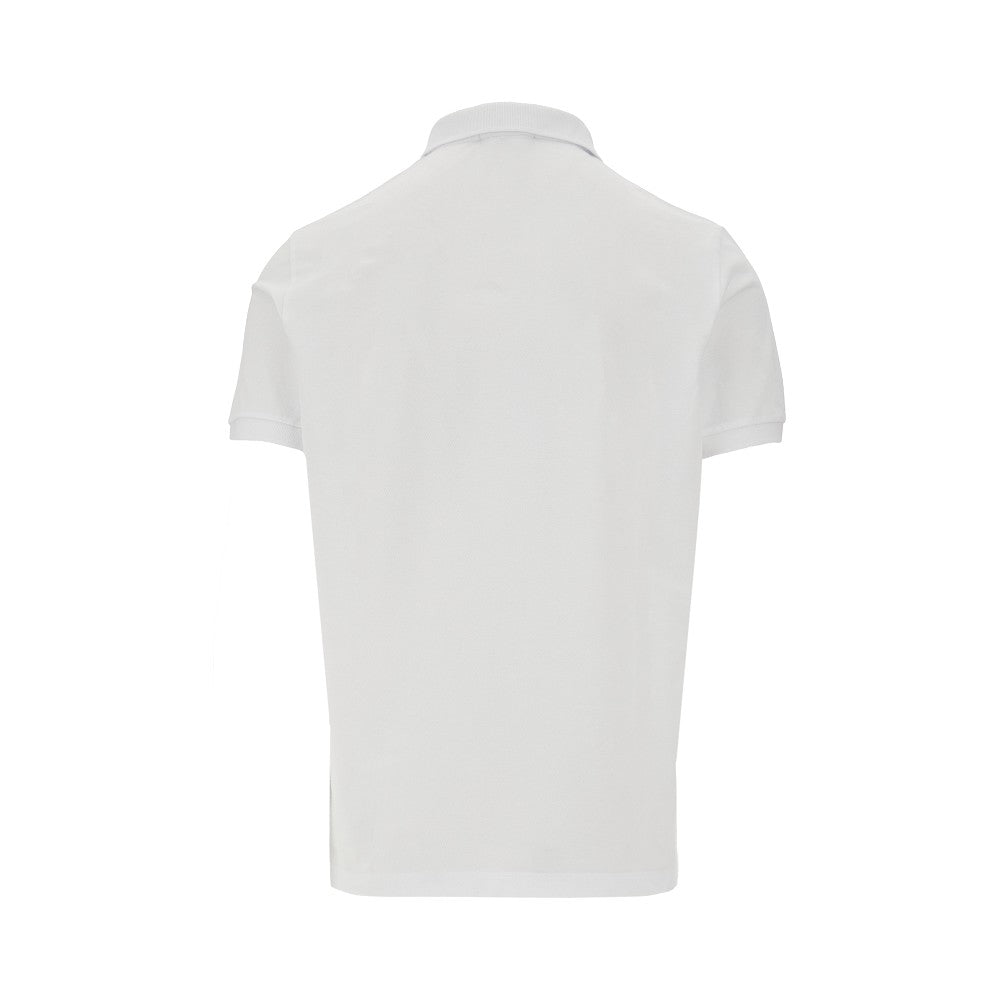 Stretch pique polo shirt with logo patch