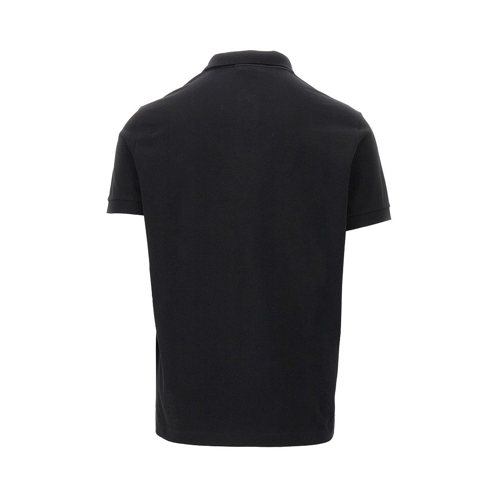 Stretch pique polo shirt with logo patch