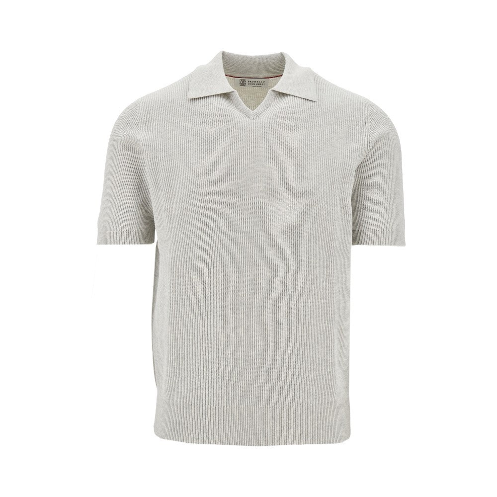 English rib knitted polo shirt
