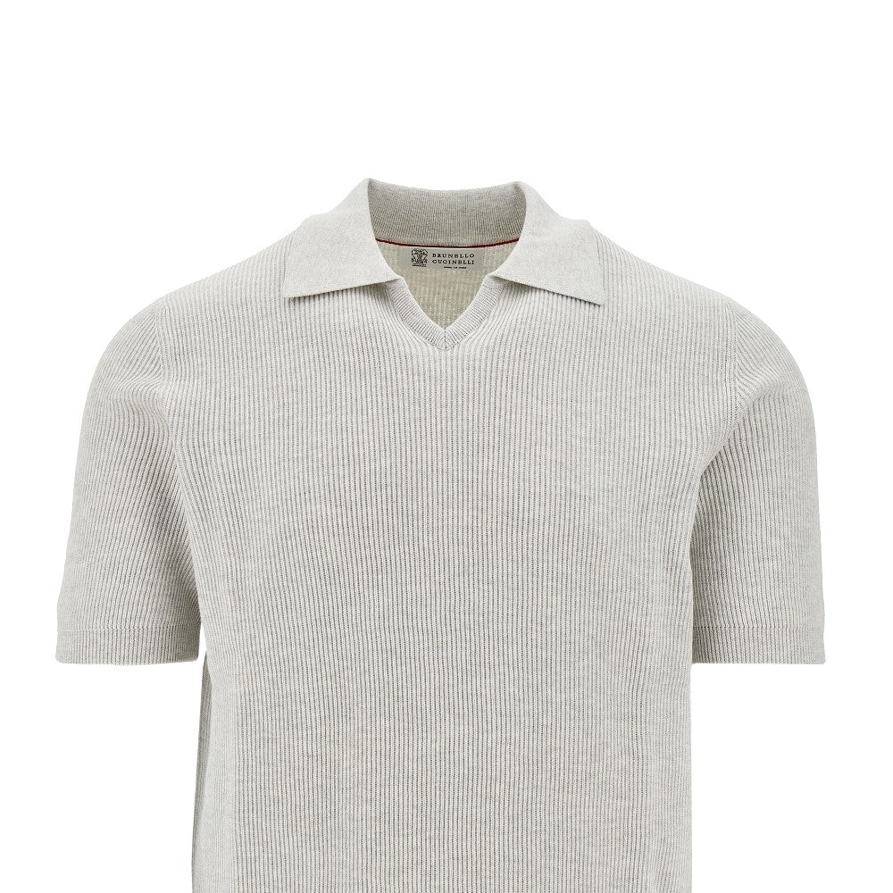 English rib knitted polo shirt