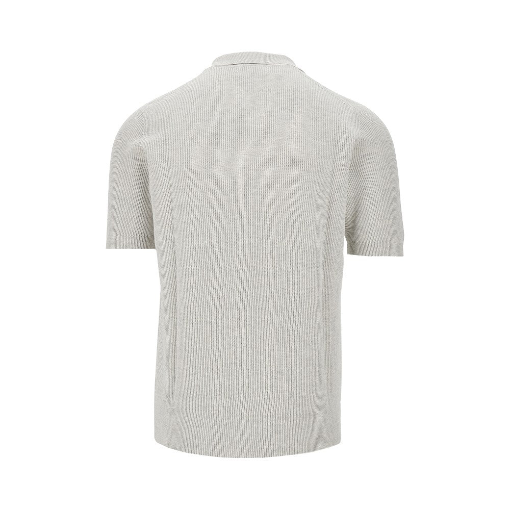 English rib knitted polo shirt