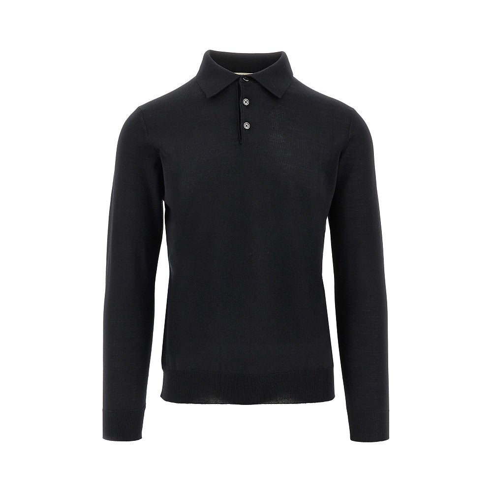 Pullover polo in lana e seta