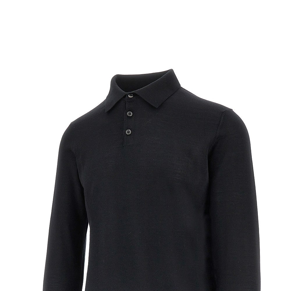 Pullover polo in lana e seta