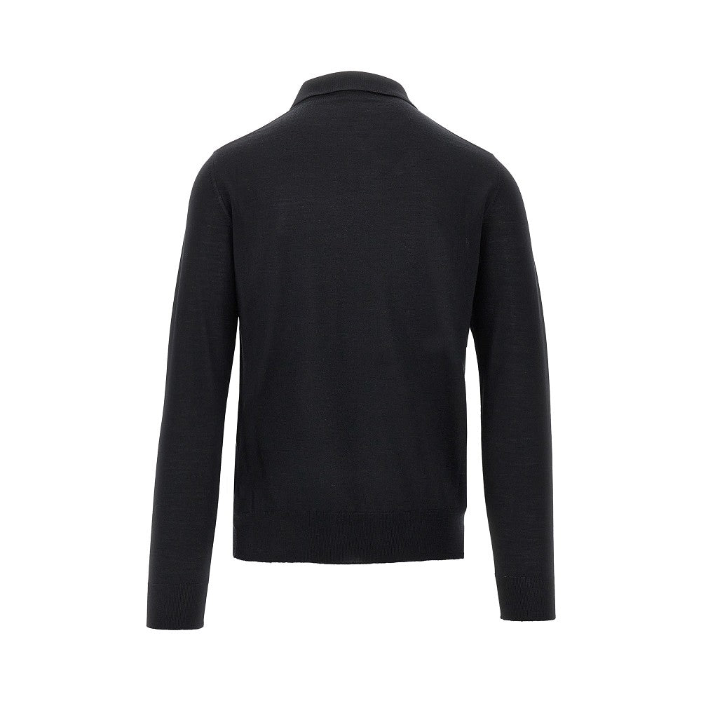 Pullover polo in lana e seta