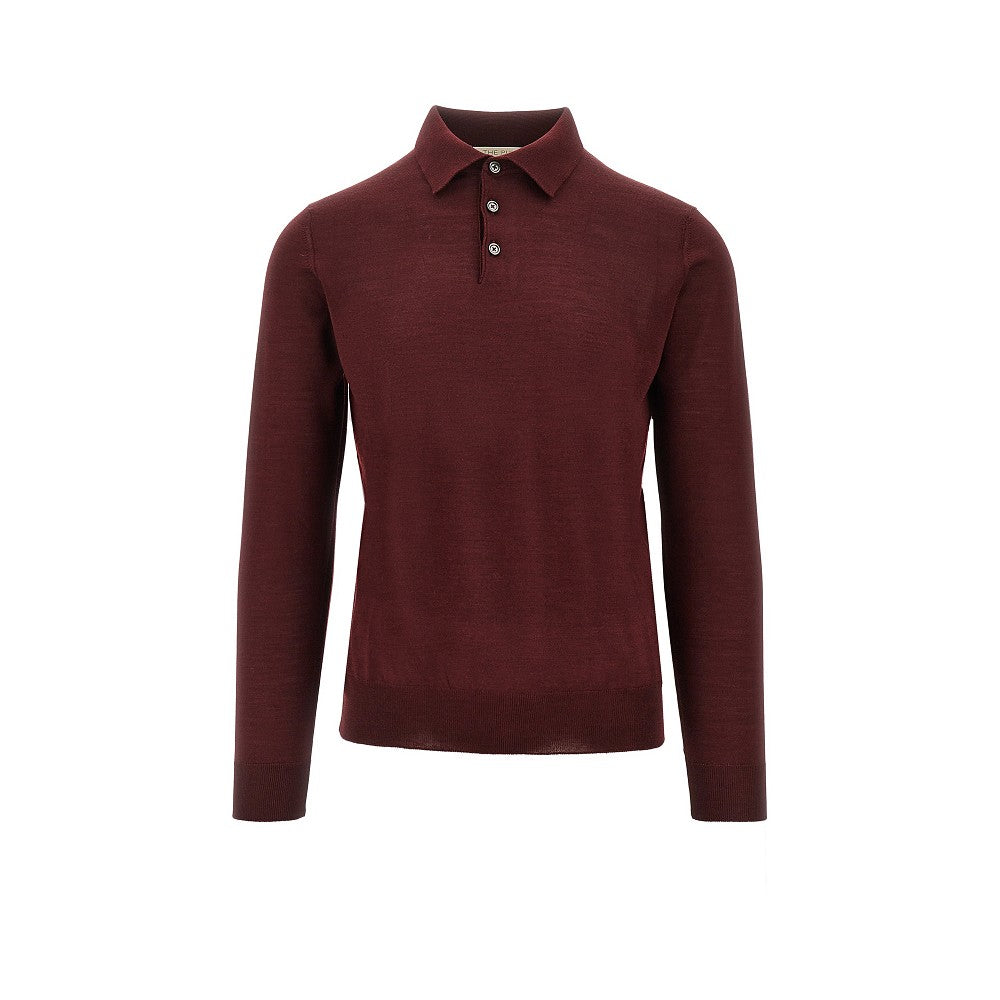 Pullover polo in lana e seta