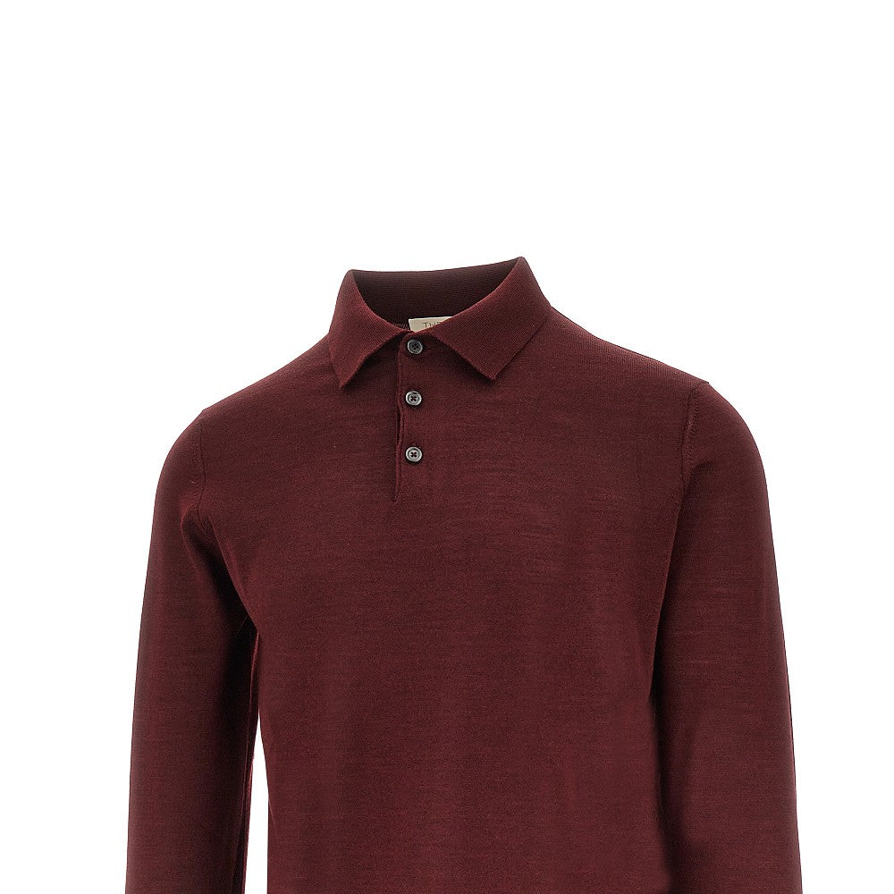 Pullover polo in lana e seta