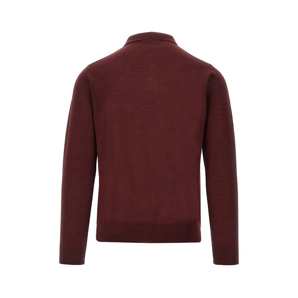 Pullover polo in lana e seta