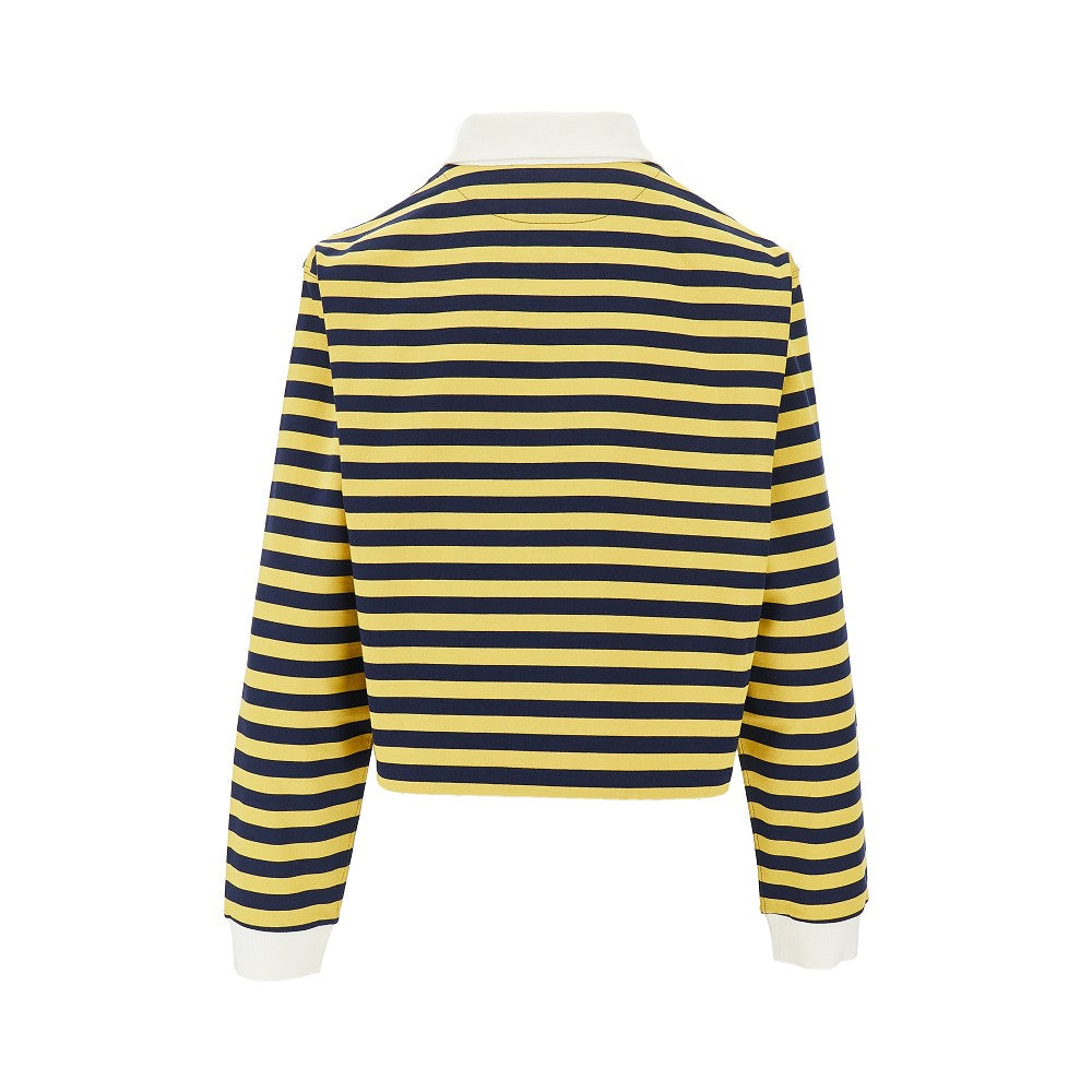 Striped jersey oversized cropped polo shirt