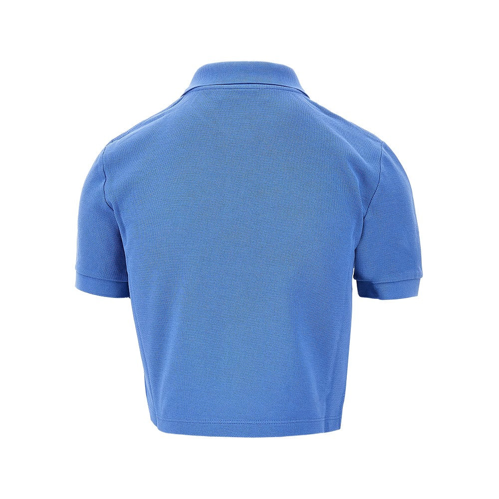 Polo cropped in piquet con logo ricamato