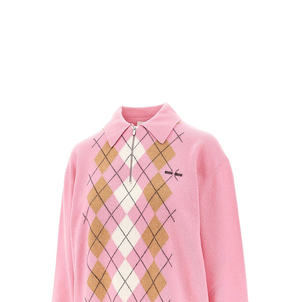Polo in cachemire con mezza zip