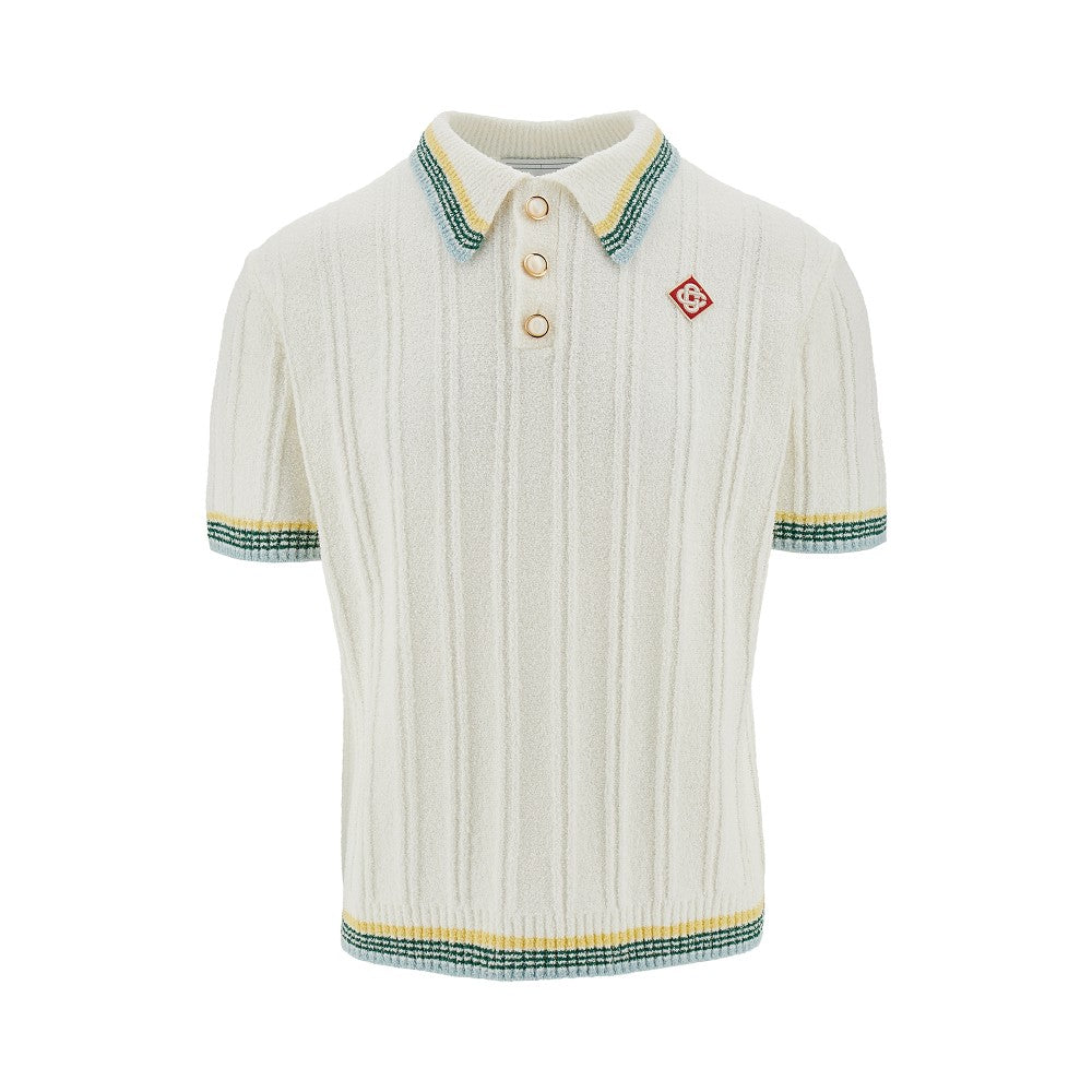 Polo in maglia bouclé a coste