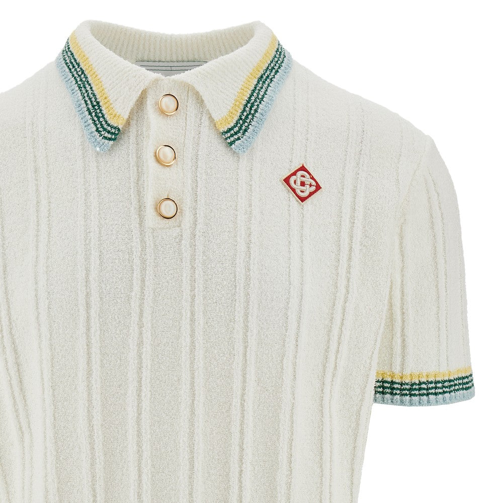 Polo in maglia bouclé a coste