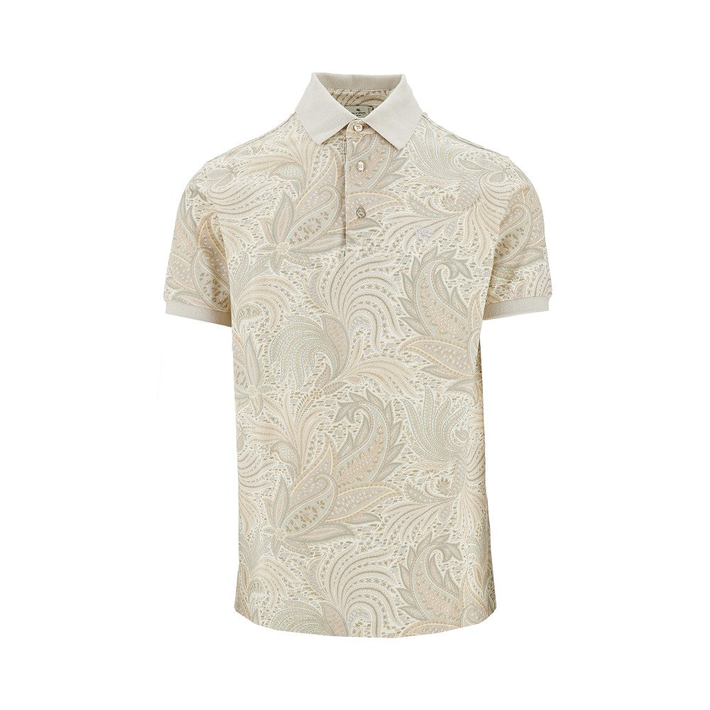 Floral Paisley print piquet polo shirt