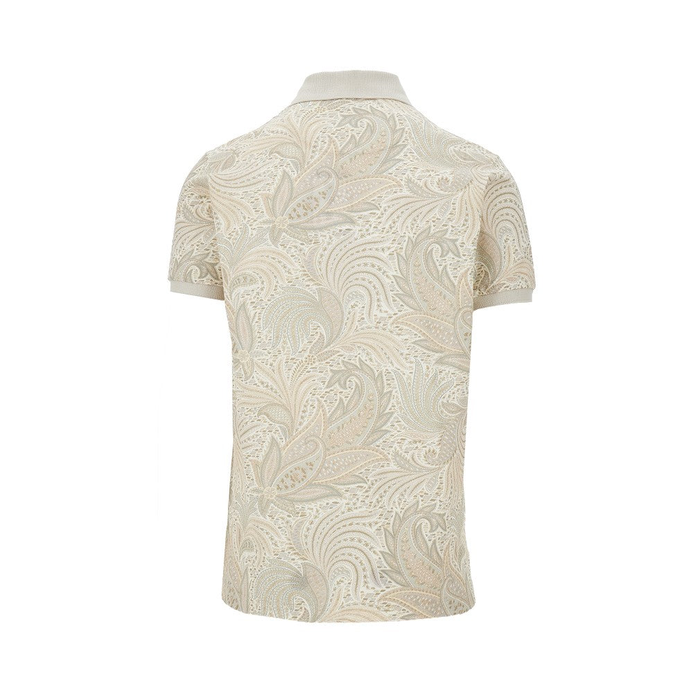 Floral Paisley print piquet polo shirt