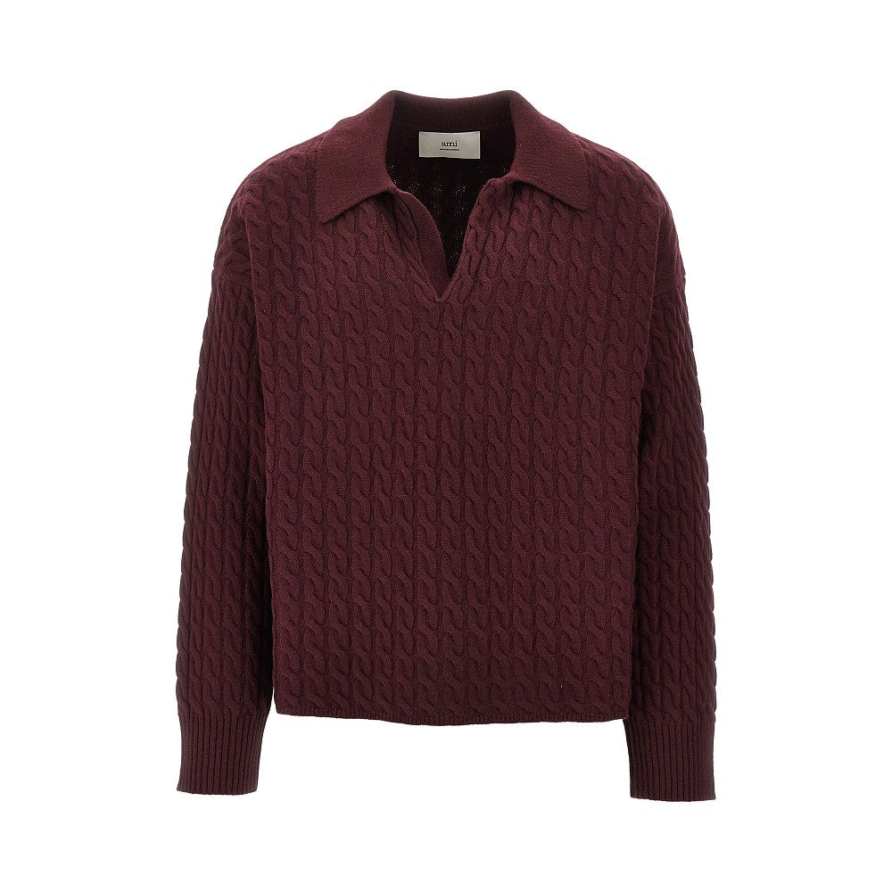 Cable knit polo sweater