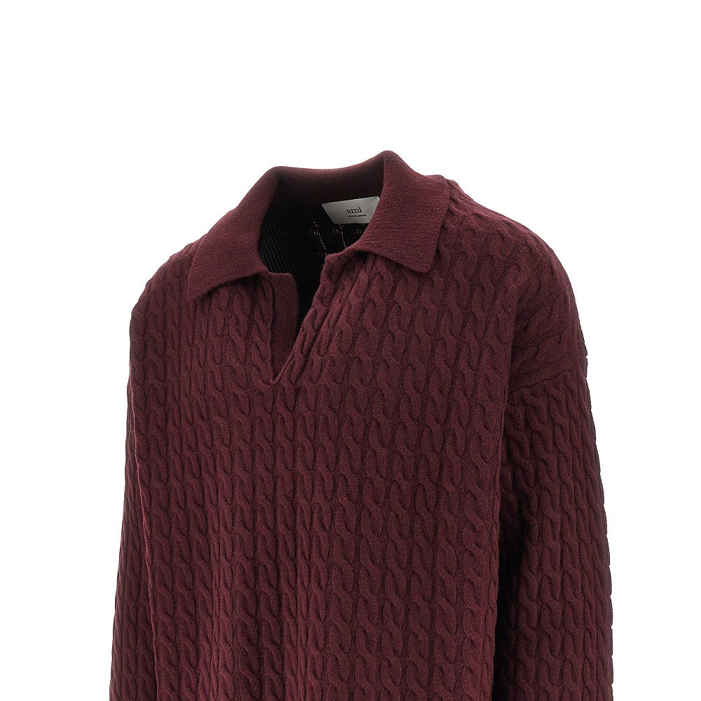 Cable knit polo sweater