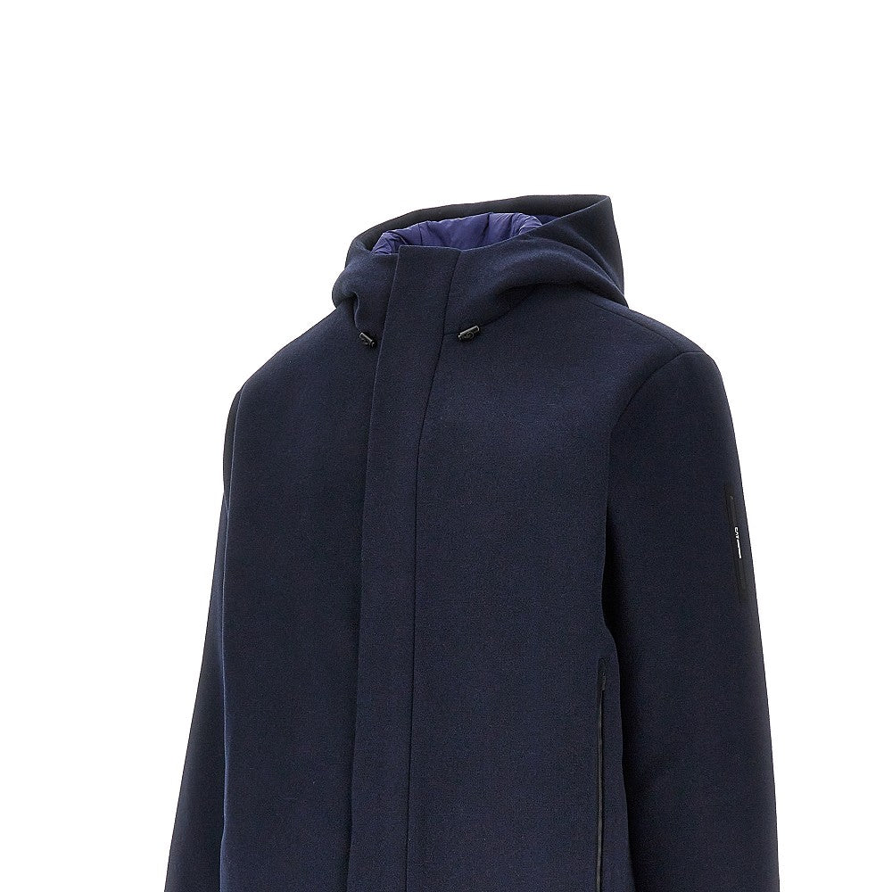 Padded wool-blend hooded parka coat