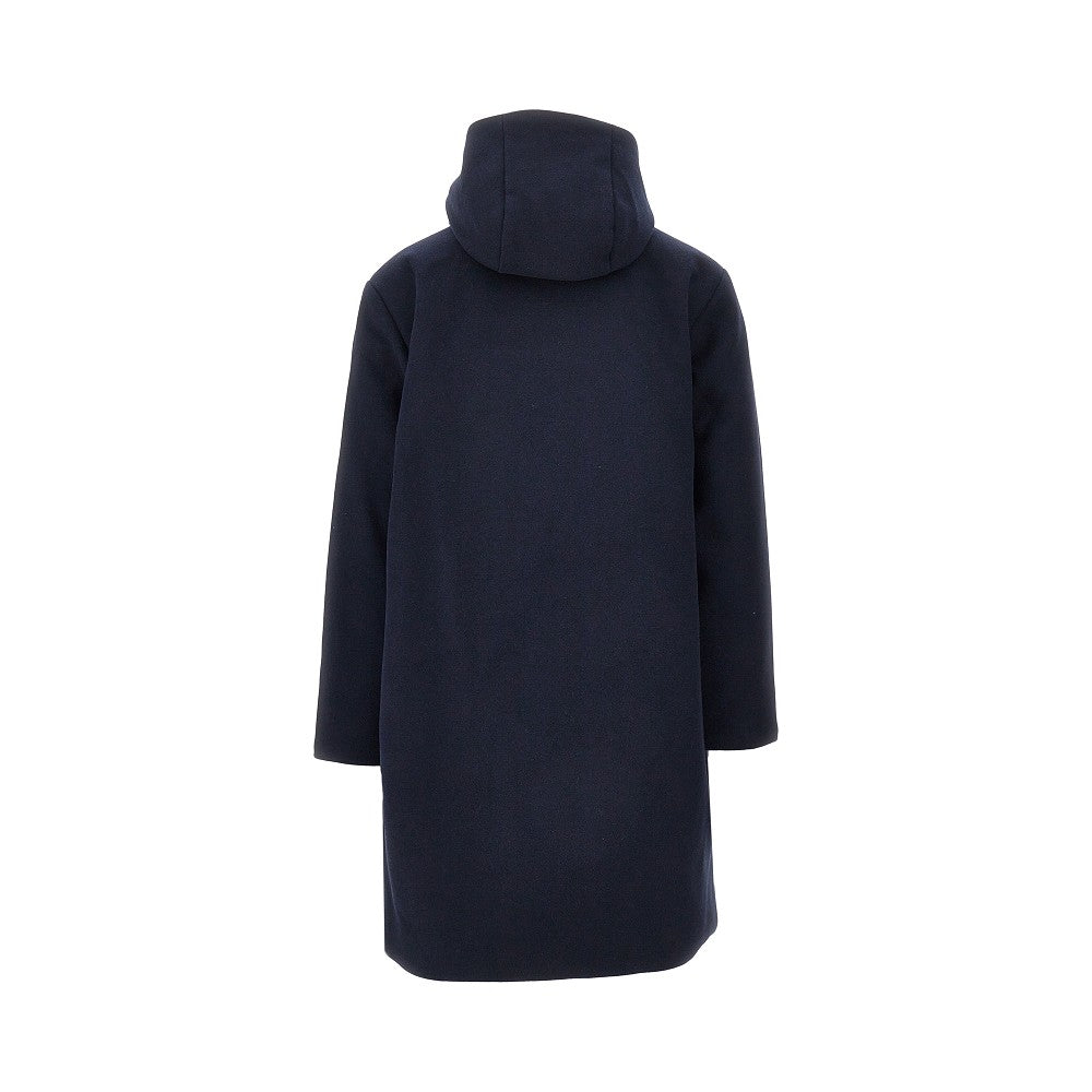 Padded wool-blend hooded parka coat