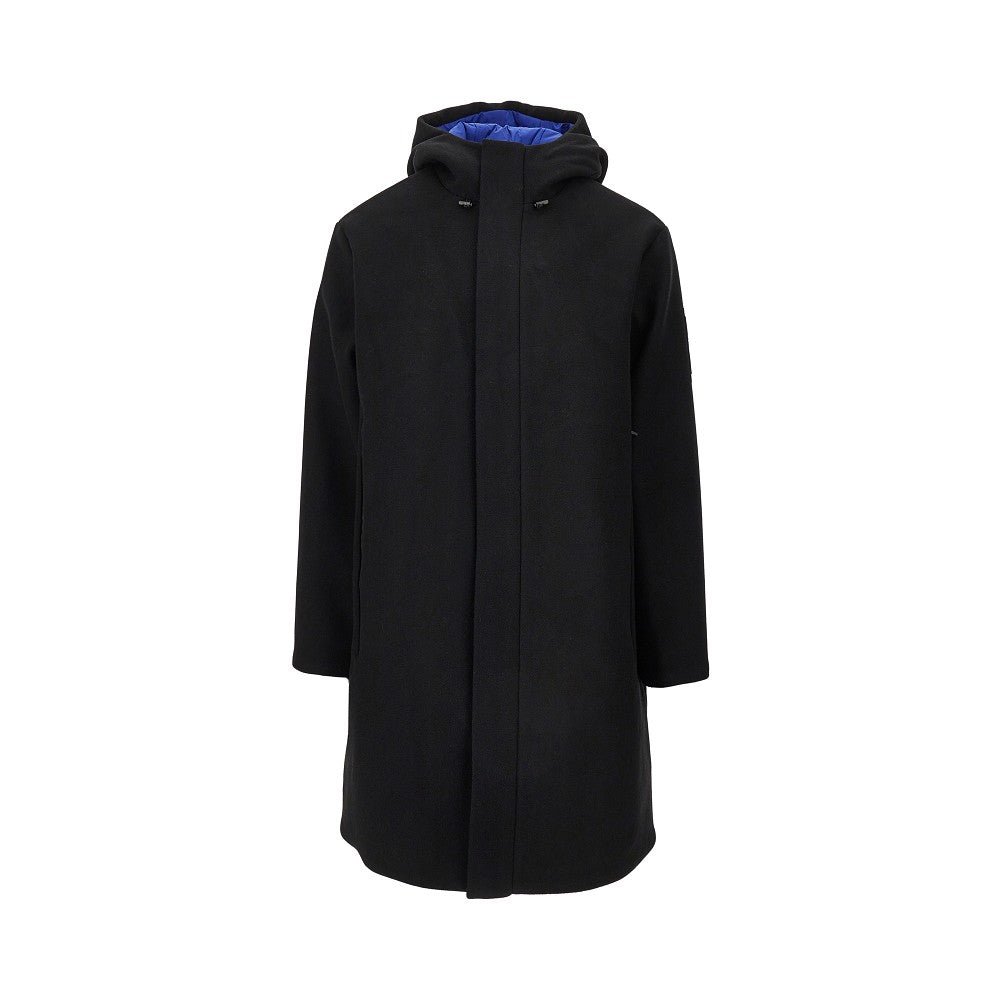 Padded wool-blend hooded parka coat