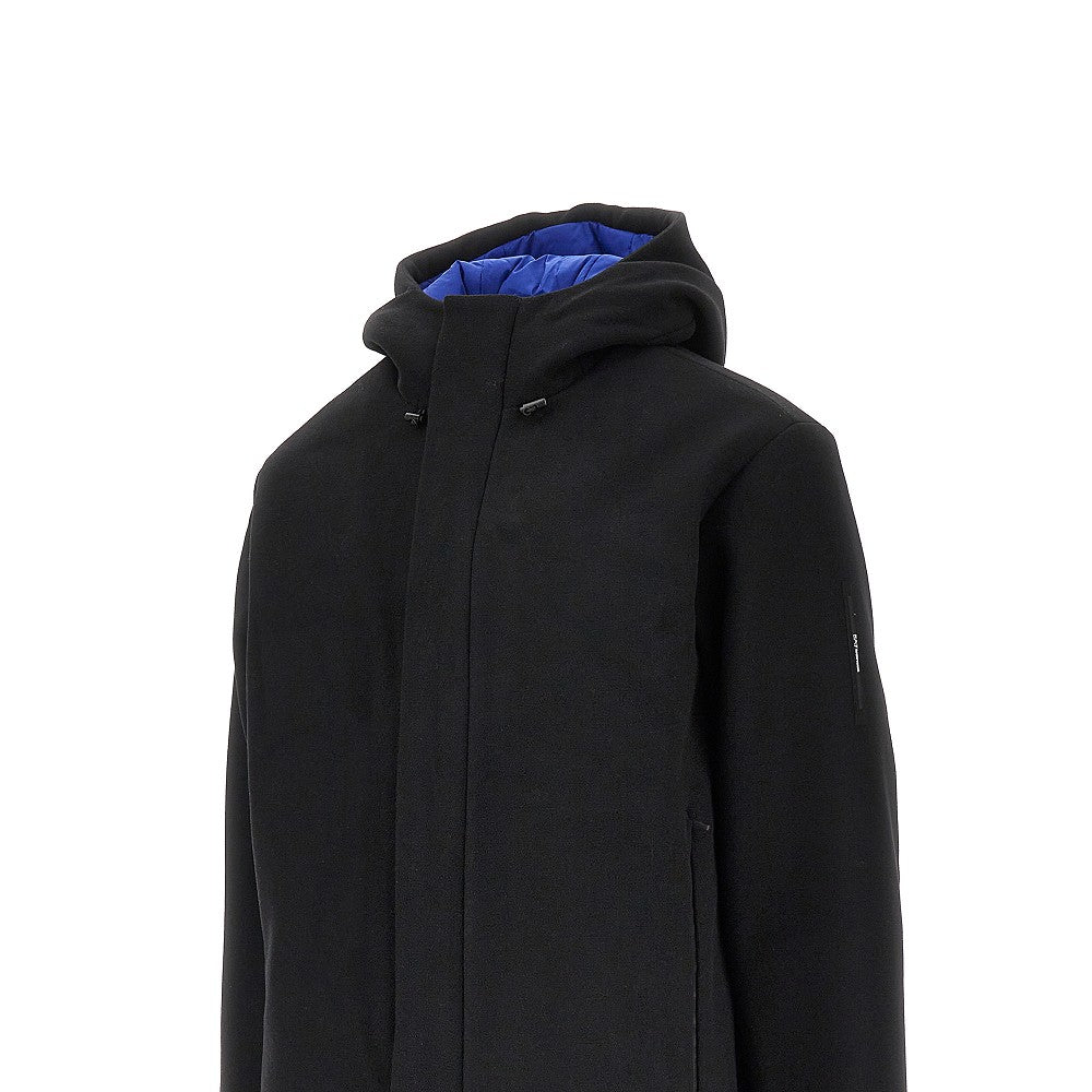 Padded wool-blend hooded parka coat