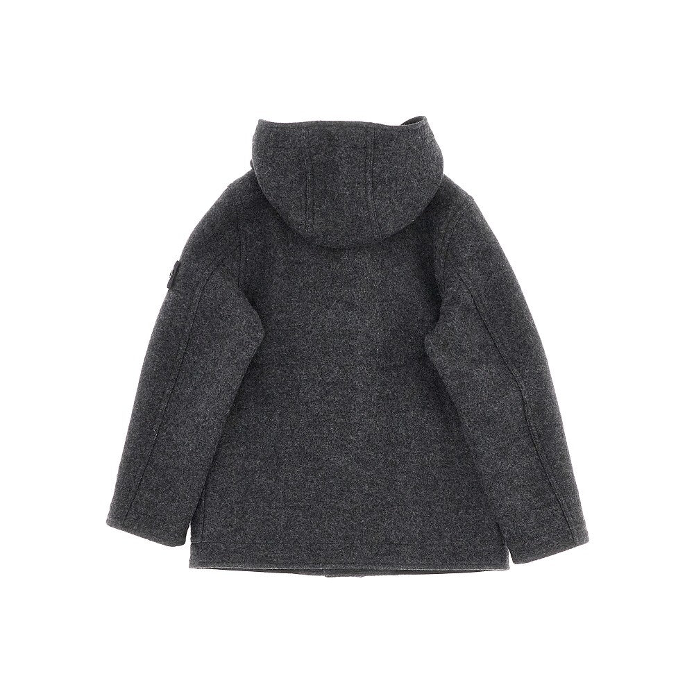 Wool-blend duffle coat with logo badge