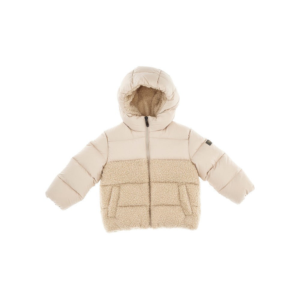 Nylon and Teddy fabric short down jacket