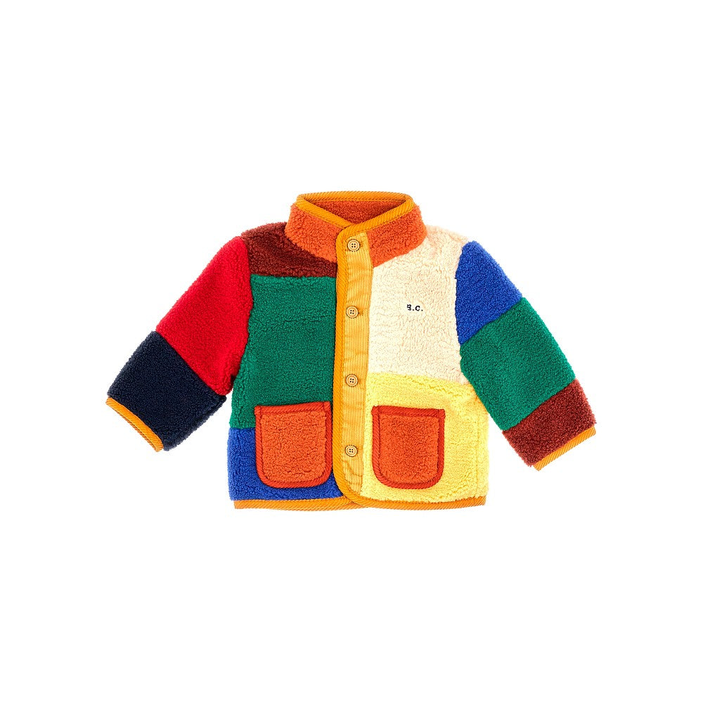 Color-block faux shearling jacket