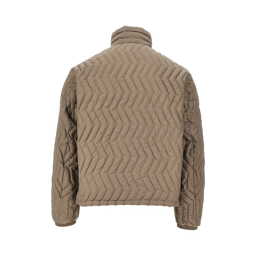 Nylon downjacket with chevron quilting