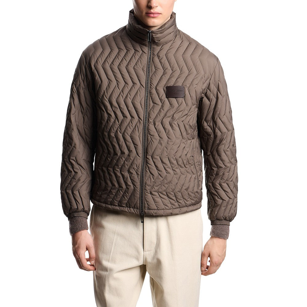 Piumino in nylon con trapuntatura chevron