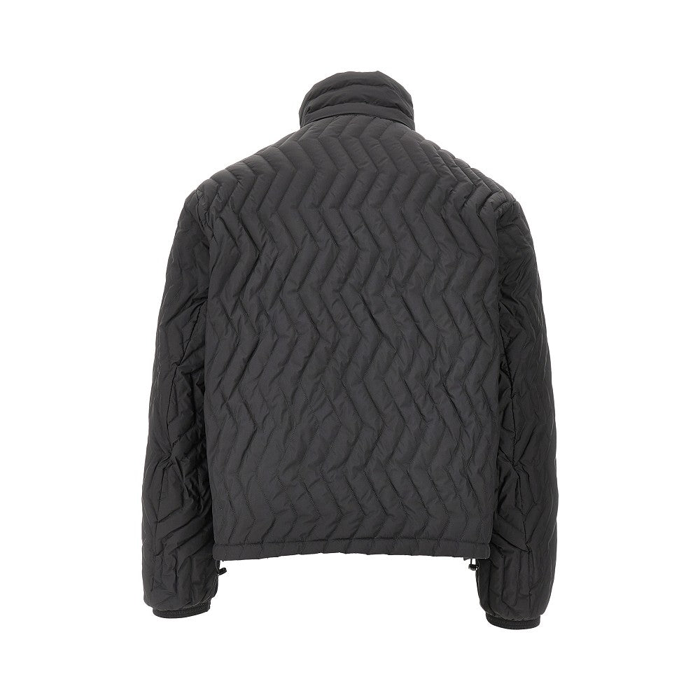 Nylon downjacket with chevron quilting