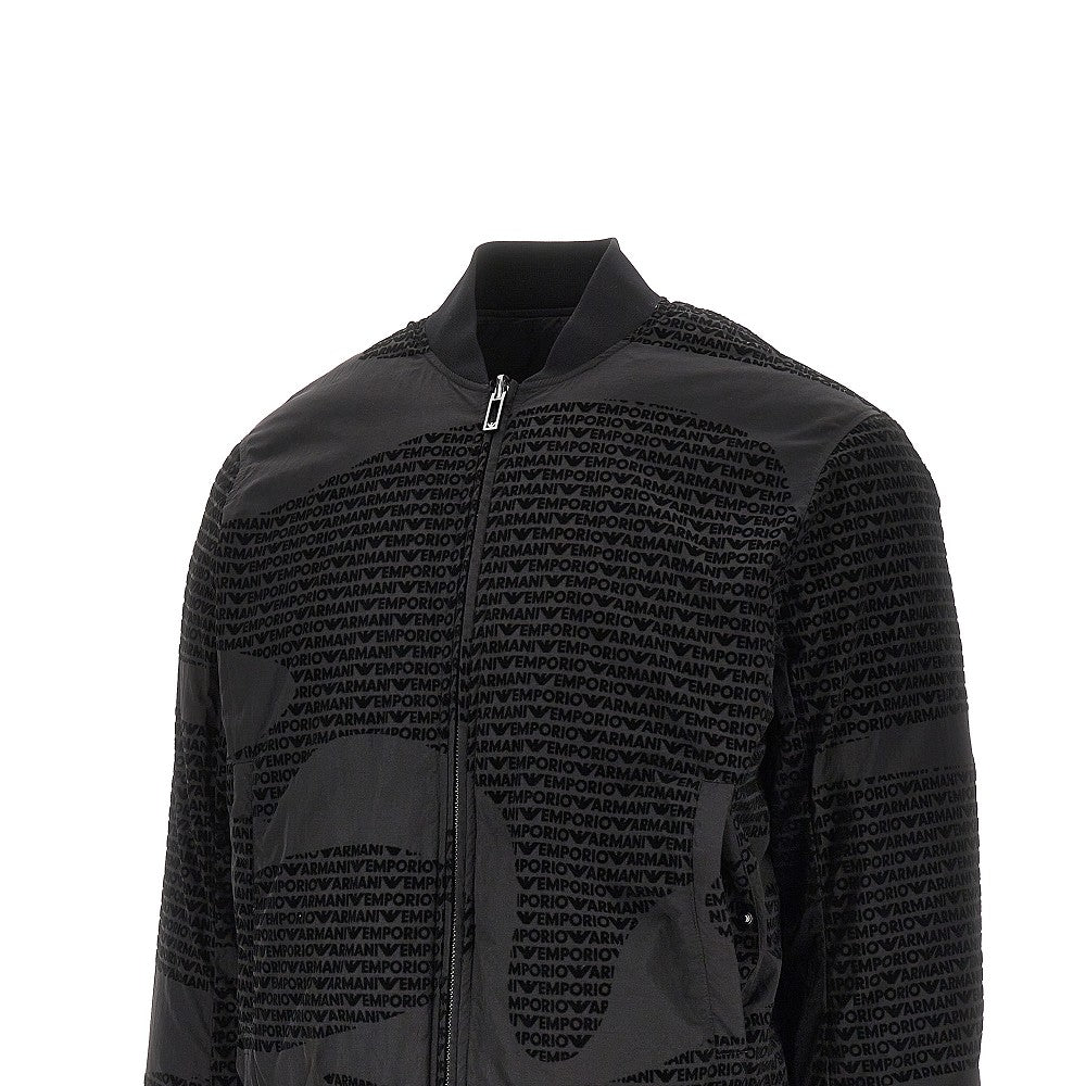 Nylon reversible padded bomber jacket