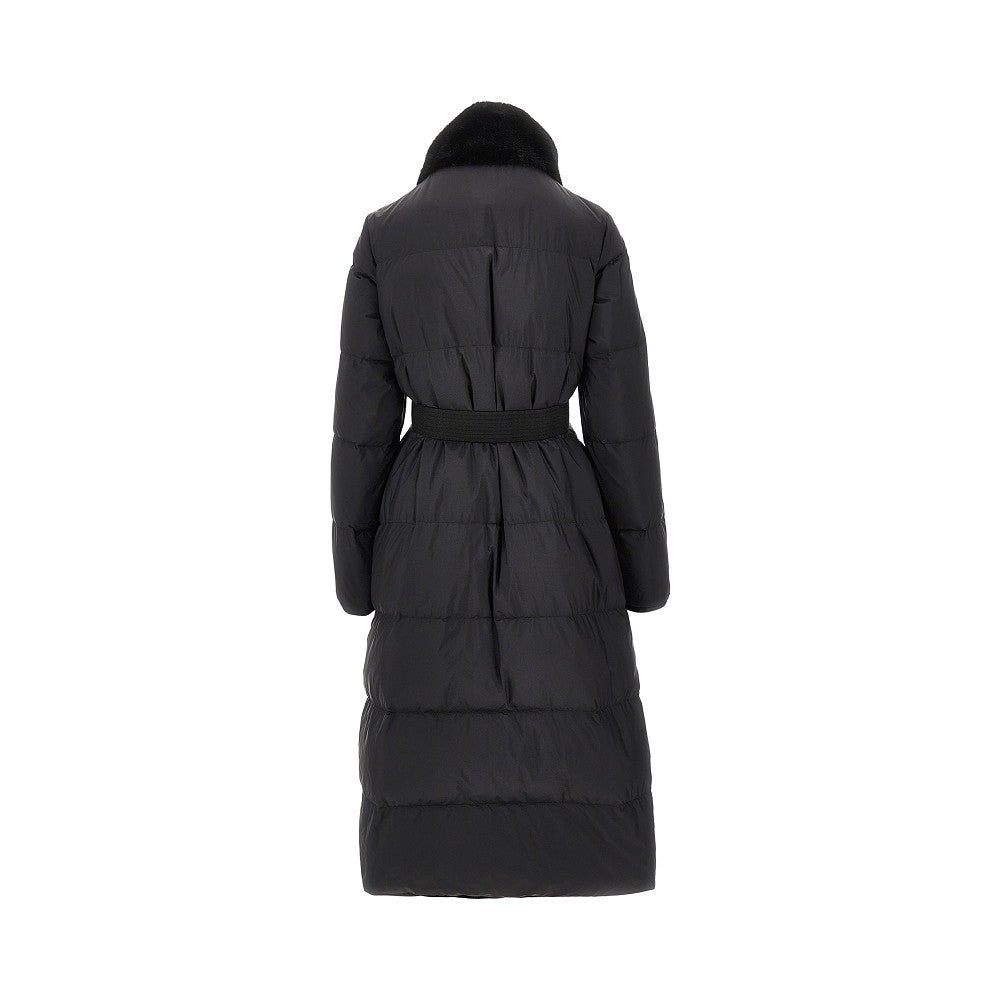 Recycled nylon reversible long down jacket