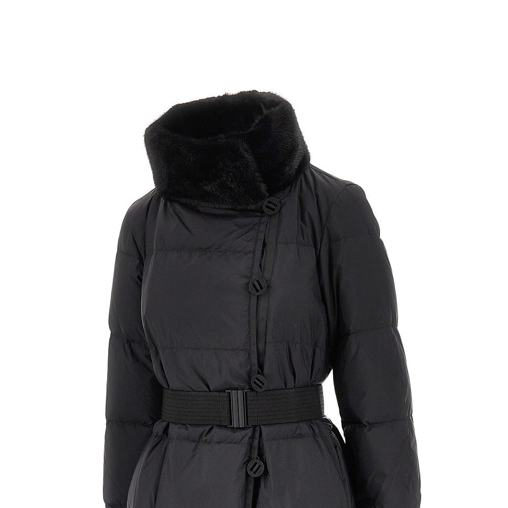 Recycled nylon reversible long down jacket