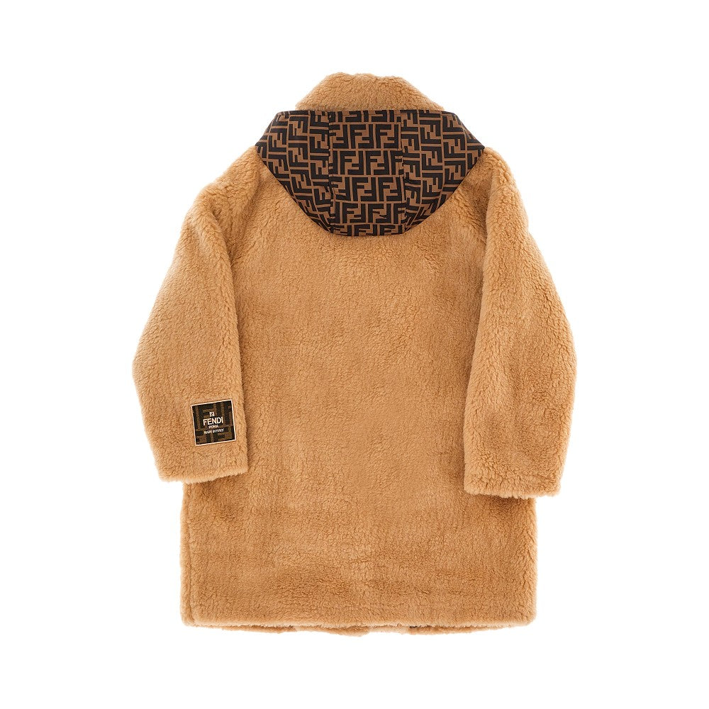 Cappotto in finta pelliccia con cappuccio FF