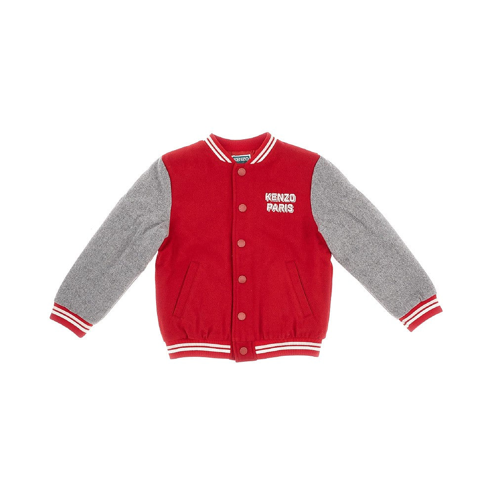 Bomber in misto lana con patch e ricamo
