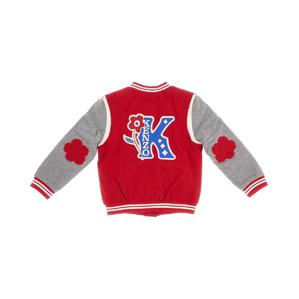 Bomber in misto lana con patch e ricamo