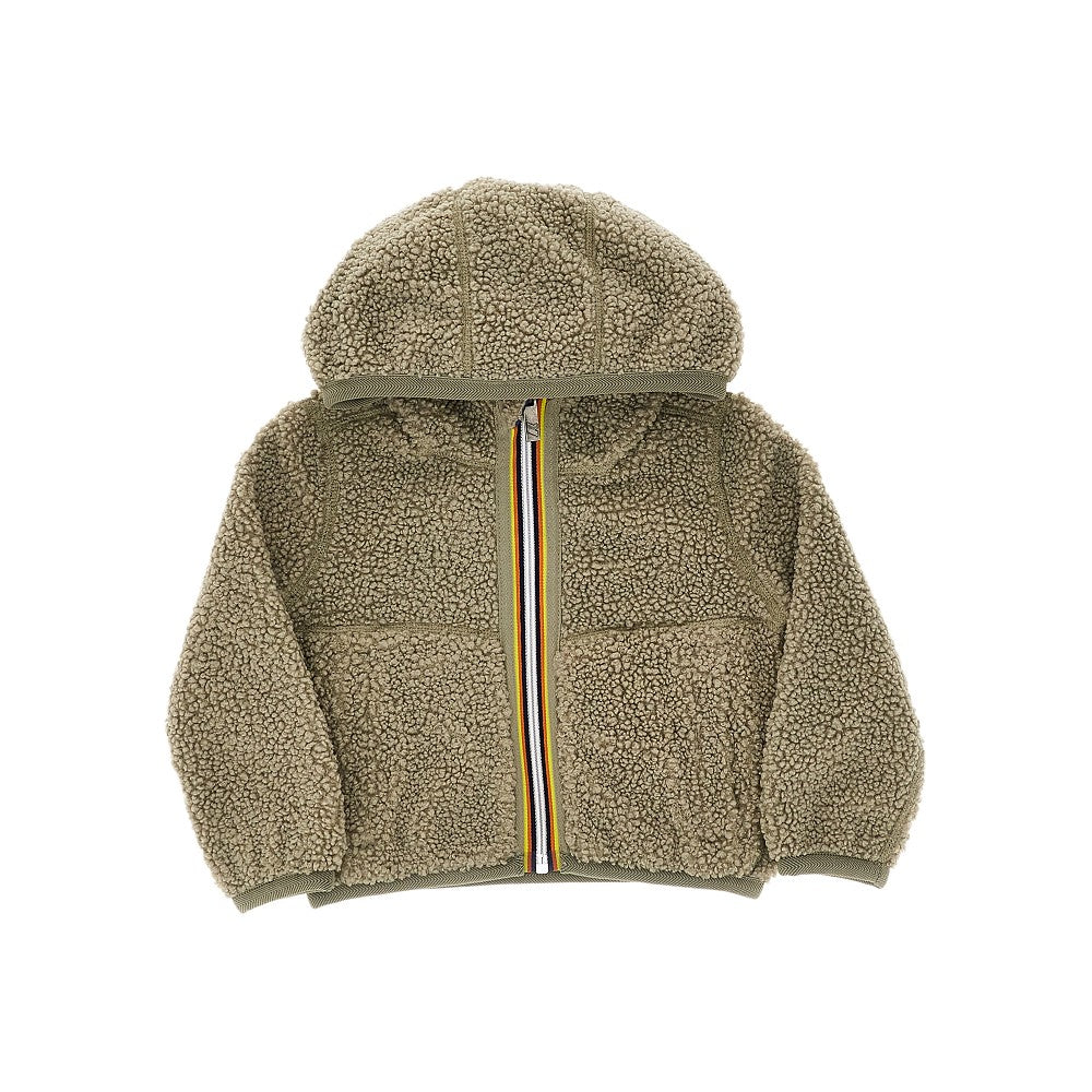 Reversible downjacket in sherpa fabric