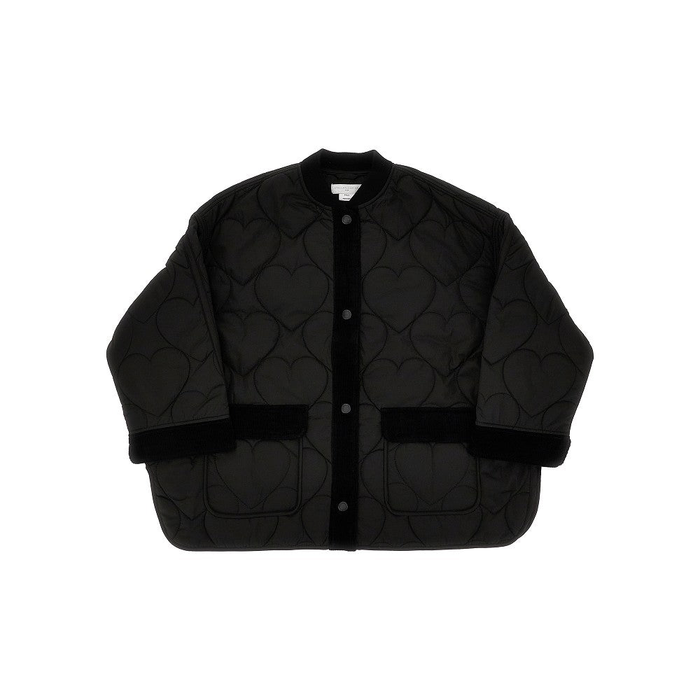 Nylon downjacket with heart quilting