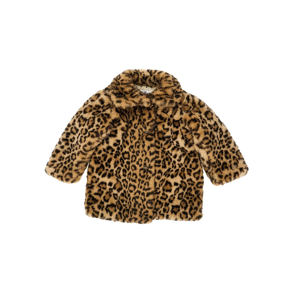 Downjacket in leopard faux fur