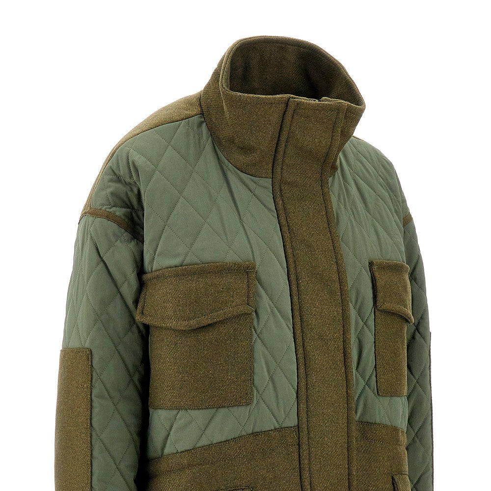 Quilted jacket with tweed details