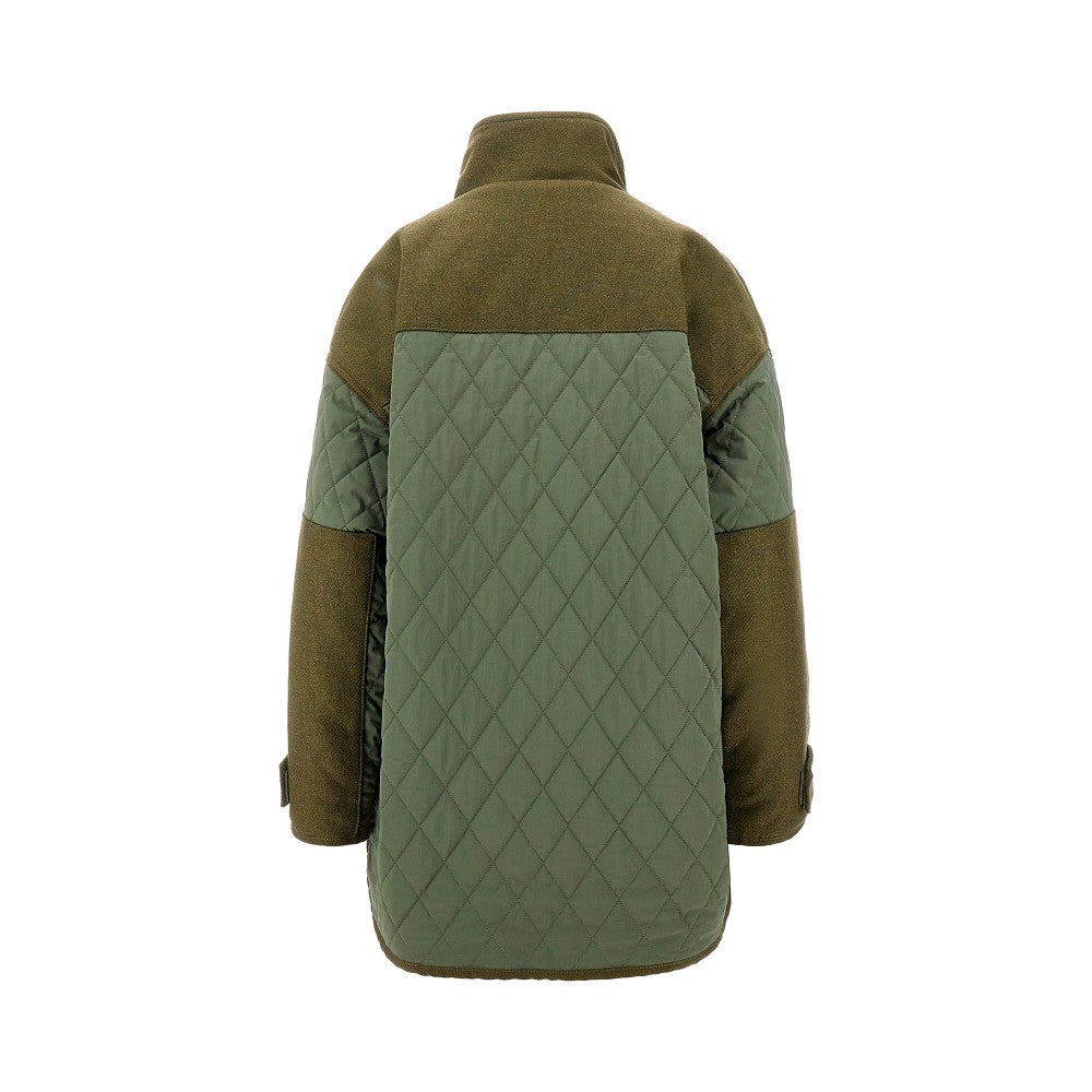 Giubbino trapuntato con dettagli in tweed
